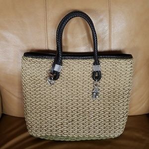 Brighton basket bag w/ silver accents & brown trim